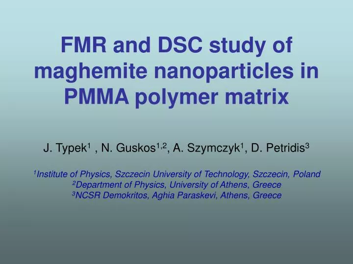fmr and dsc study of maghemite nanoparticles in pmma polymer matrix
