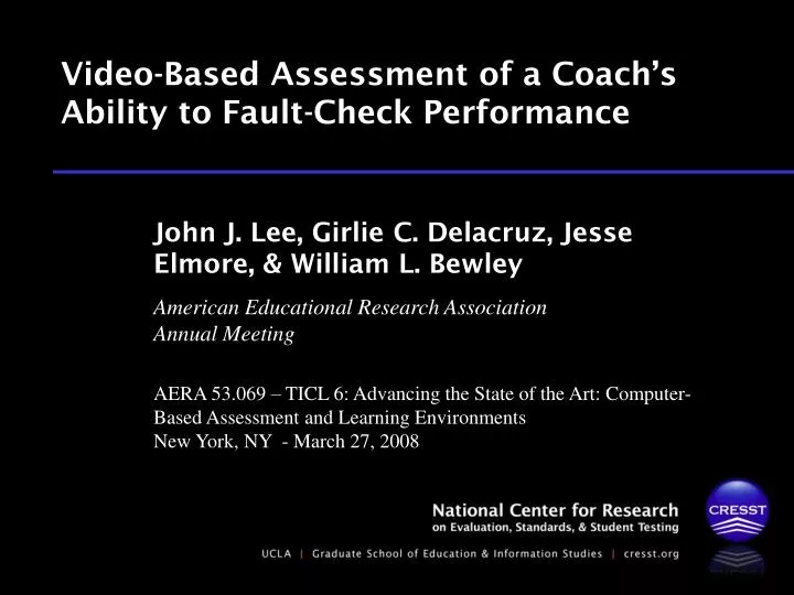 video based assessment of a coach s ability to fault check performance