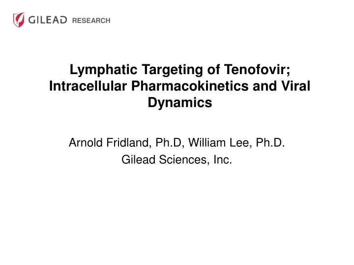lymphatic targeting of tenofovir intracellular pharmacokinetics and viral dynamics