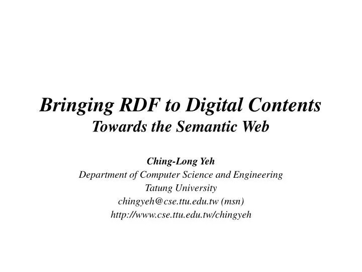 bringing rdf to digital contents towards the semantic web