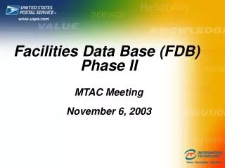 Facilities Data Base (FDB) Phase II MTAC Meeting November 6, 2003