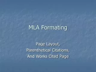 MLA Formating