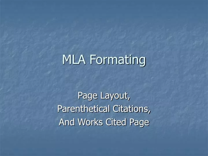 mla formating