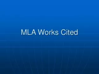 mla works cited