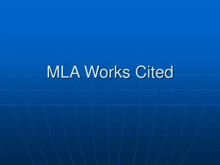 mla works cited