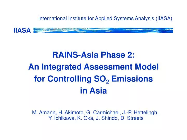 international institute for applied systems analysis iiasa