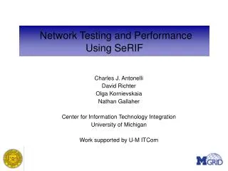 Network Testing and Performance Using SeRIF