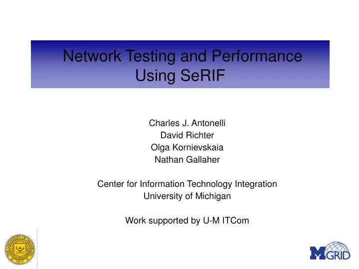 network testing and performance using serif