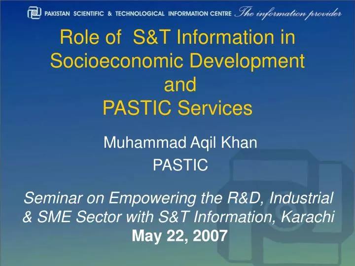 role of s t information in socioeconomic development and pastic services