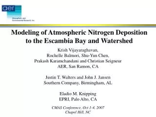 Modeling of Atmospheric Nitrogen Deposition to the Escambia Bay and Watershed