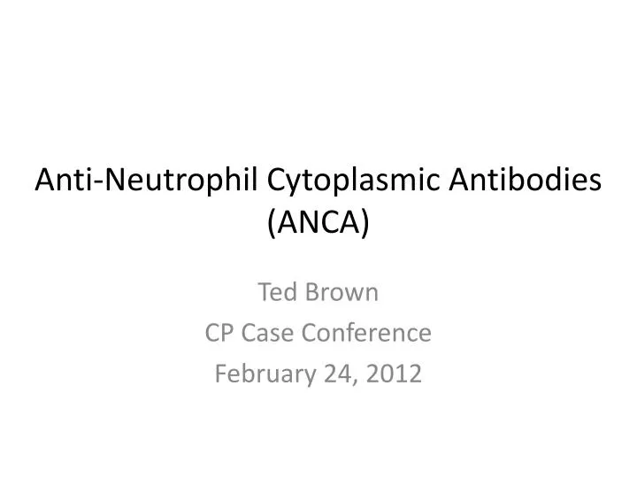 anti neutrophil cytoplasmic antibodies anca