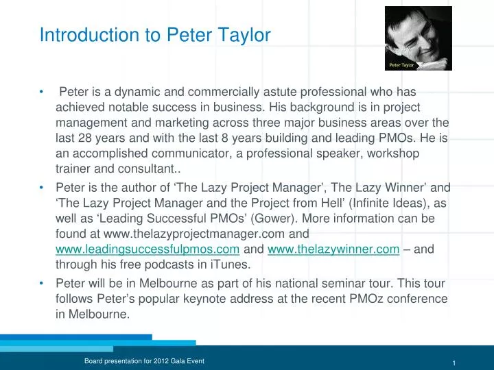 introduction to peter taylor