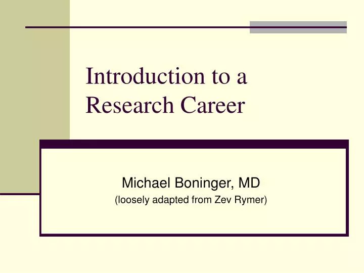 introduction to a research career