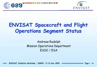 ENVISAT Spacecraft and Flight Operations Segment Status