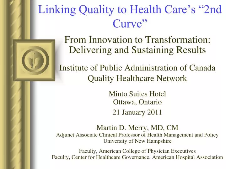 linking quality to health care s 2nd curve