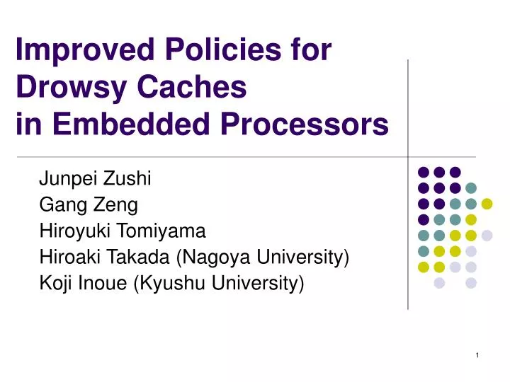 improved policies for drowsy caches in embedded processors