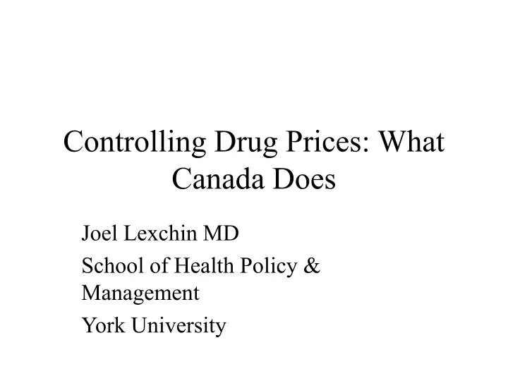 controlling drug prices what canada does
