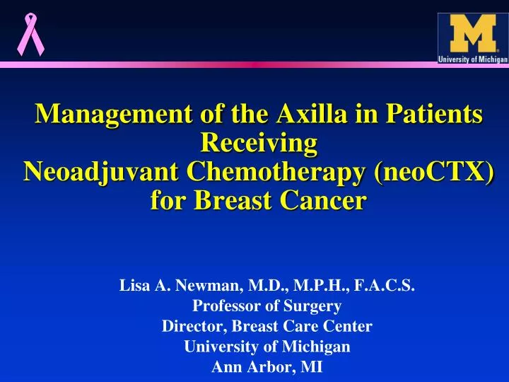 management of the axilla in patients receiving neoadjuvant chemotherapy neoctx for breast cancer