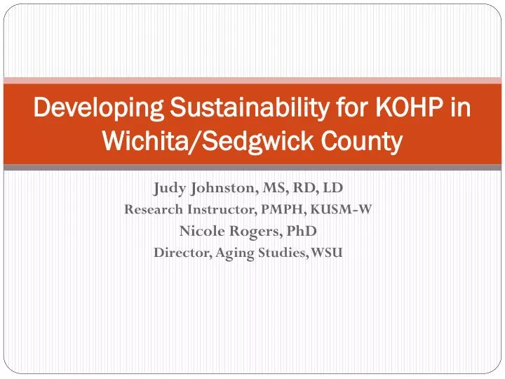 developing sustainability for kohp in wichita sedgwick county