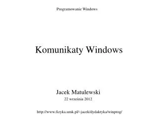komunikaty windows
