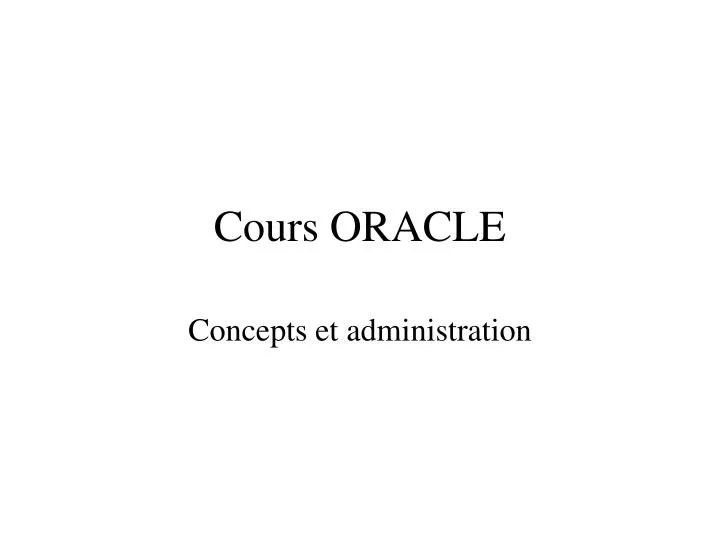 cours oracle