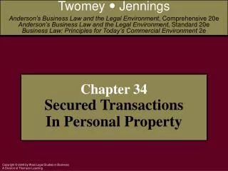 Chapter 34 Secured Transactions In Personal Property