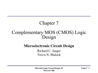 Chapter 7 Complementary MOS (CMOS) Logic Design