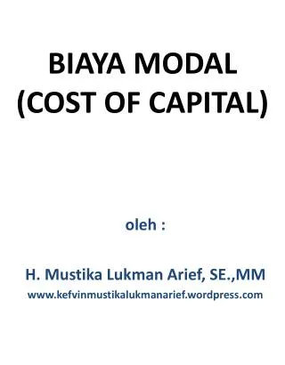 biaya modal cost of capital
