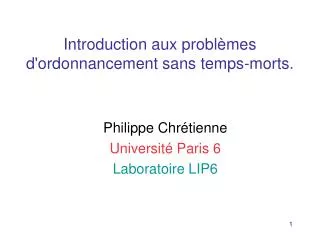 introduction aux probl mes d ordonnancement sans temps morts