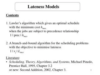 Lateness Models