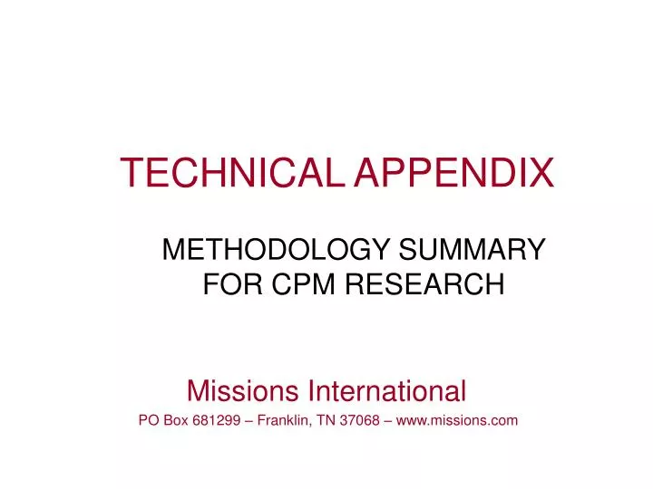 technical appendix