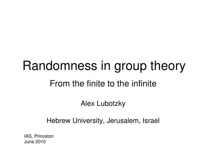 randomness in group theory