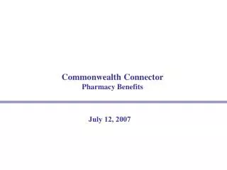 Commonwealth Connector Pharmacy Benefits