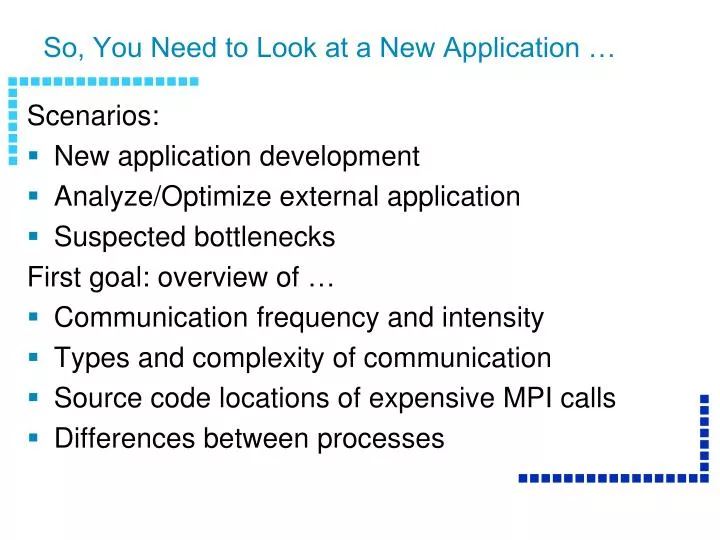 so you need to look at a new application