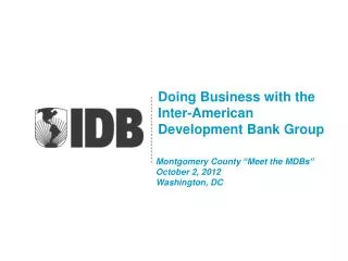 Doing Business with the Inter-American Development Bank Group