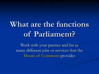 What are the functions of Parliament?