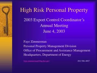 High Risk Personal Property