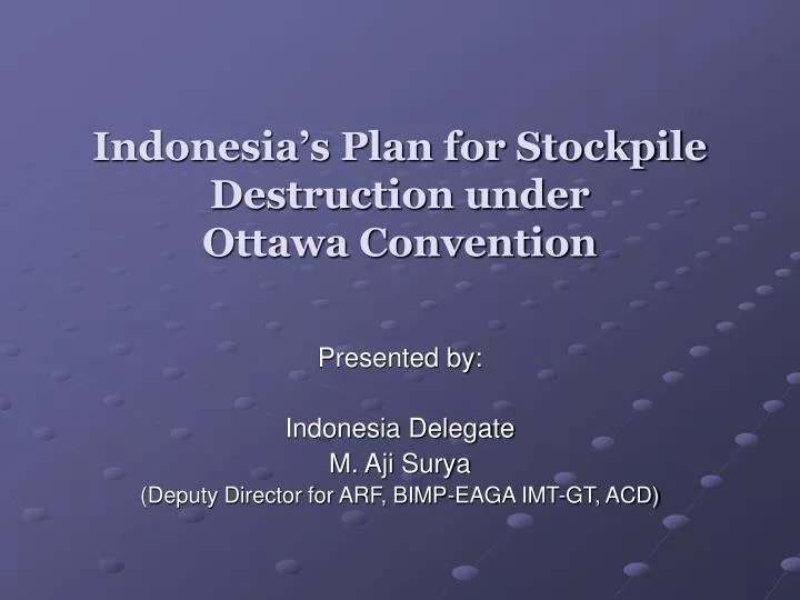 indonesia s plan for stockpile destruction under ottawa convention