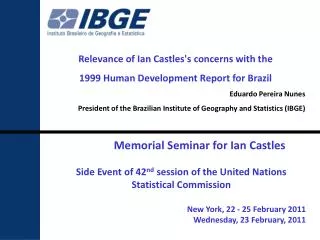 Memorial Seminar for Ian Castles