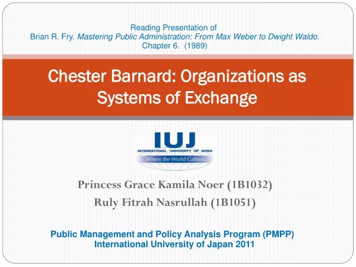 chester barnard organizations as systems of exchange