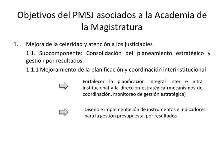 objetivos del pmsj asociados a la academia de la magistratura