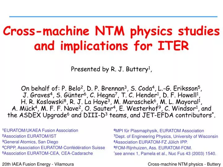 cross machine ntm physics studies and implications for iter