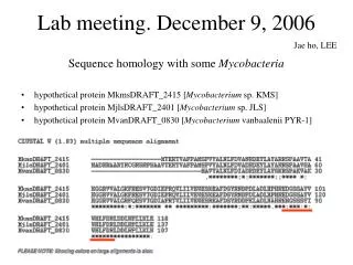 Lab meeting. December 9, 2006
