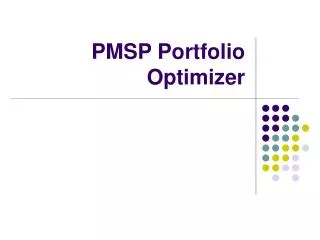 PMSP Portfolio Optimizer