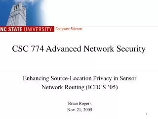 CSC 774 Advanced Network Security