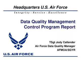 Data Quality Management Control Program Report