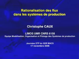 rationalisation des flux dans les syst mes de production