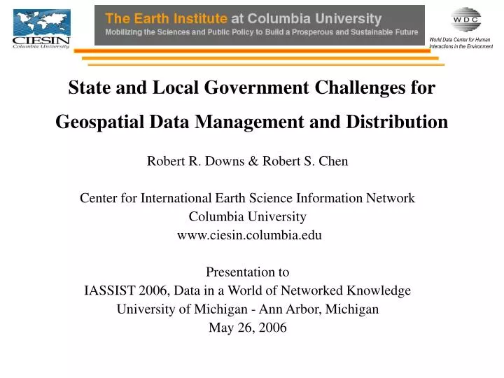 state and local government challenges for geospatial data management and distribution