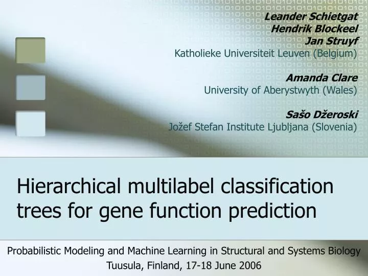 hierarchical multilabel classification trees for gene function prediction