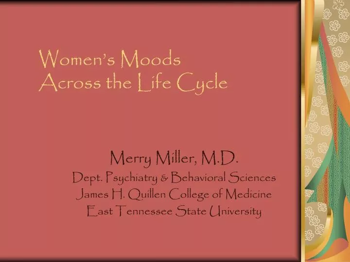 women s moods across the life cycle